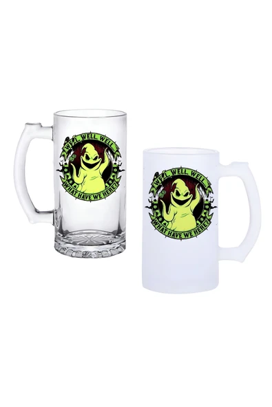 GHOSTBASTIR DESİGN Oogie Boogie Kulplu Bira Bardağı Buzlu veya Şeffaf Seçenekli 0169 ürün görseli 1