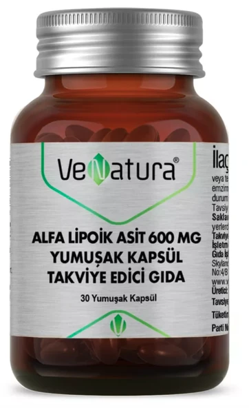 Venatura Alfa Lipoik Asit 600 Mg 30 Yumuşak Kapsül ürün görseli 1