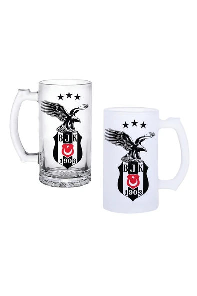 GHOSTBASTIR DESİGN Beşiktaş Kulplu Bira Bardağı Buzlu veya Şeffaf Seçenekli 0131 ürün görseli 1