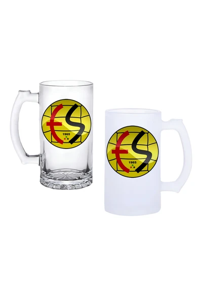 GHOSTBASTIR DESİGN Eskişehirspor Kulplu Bira Bardağı Buzlu veya Şeffaf Seçenekli 063 ürün görseli 1