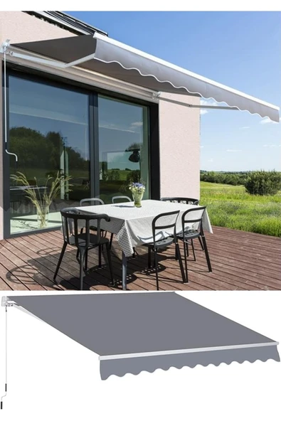 Balkon Teras Tente Çadır Gölgelik Teleskopik Açılır Kapanır Katlanır Tente Bahçe Kafe Restoran Lokanta Tente 2 X 3 Metre ürün görseli 1