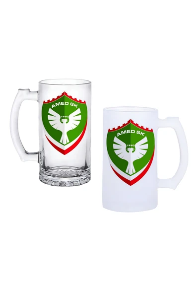 GHOSTBASTIR DESİGN Amedspor Kulplu Bira Bardağı Buzlu veya Şeffaf Seçenekli 011 ürün görseli 1