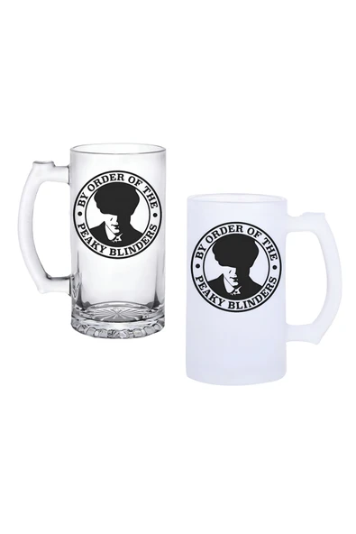GHOSTBASTIR DESİGN Peaky Blinders Kulplu Bira Bardağı Buzlu veya Şeffaf Seçenekli 0178 ürün görseli 1