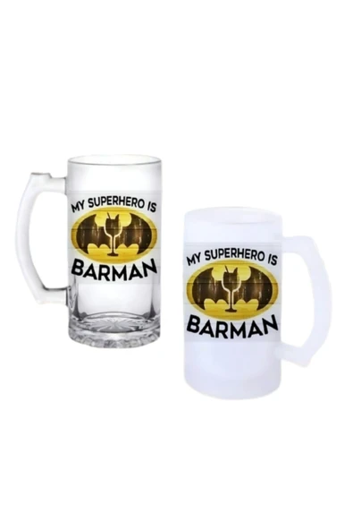 GHOSTBASTIR DESİGN Batman Kulplu Bira Bardağı Buzlu veya Şeffaf Seçenekli 024 ürün görseli 1