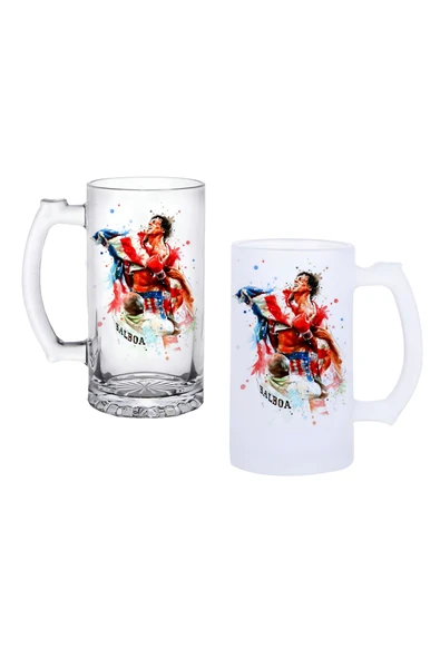 GHOSTBASTIR DESİGN Rocky Balboa Kulplu Bira Bardağı Buzlu veya Şeffaf Seçenekli 0189 ürün görseli 1
