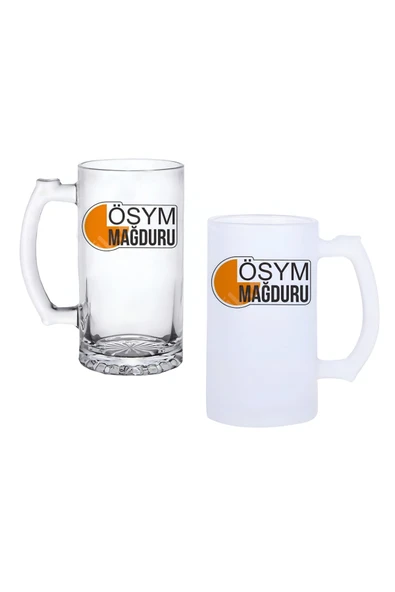 GHOSTBASTIR DESİGN Ösym Mağduru Kulplu Bira Bardağı Buzlu veya Şeffaf Seçenekli 0174 ürün görseli 1