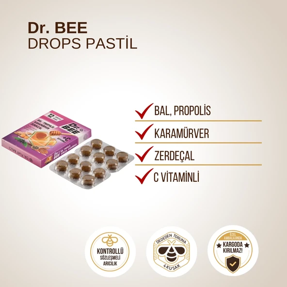 Dr.Bee Bal, Propolis,Karamürver, Zerdeçal Drops Pastil - Resim 2