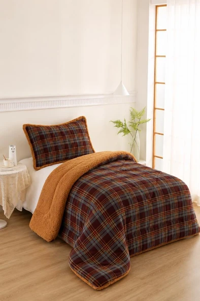 Karanfil Desenli Peluş Tek Kişilik Comforter Set ürün görseli 1