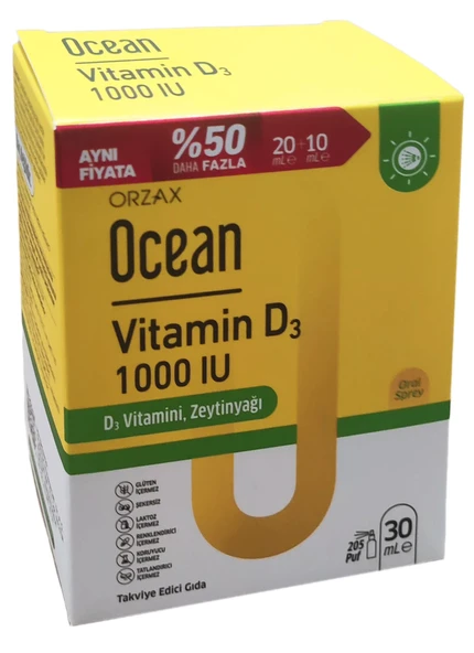 Ocean Vitamin D3 Sprey 1000 IU 30 ml ürün görseli 1