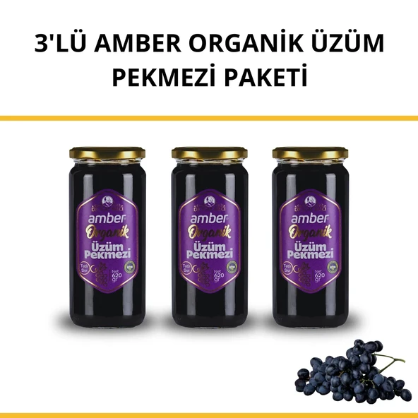 3'lü Amber Organik Üzüm Pekmezi Paketi 3x620 gr ürün görseli 1
