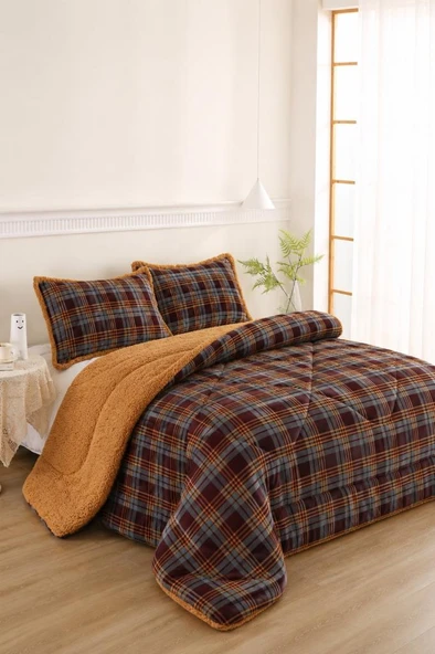 Karanfil Desenli Peluş Çift Kişilik Comforter Set ürün görseli 1