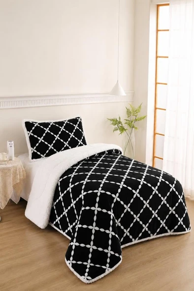Ay Işığı Desenli Peluş Tek Kişilik Comforter Set ürün görseli 1