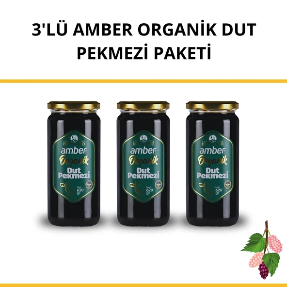 3'lü Amber Organik Dut Pekmezi Paketi 3x620 gr ürün görseli 1