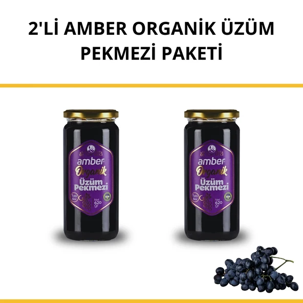 2'li Amber Organik Üzüm Pekmezi Paketi 2x620 gr ürün görseli 1