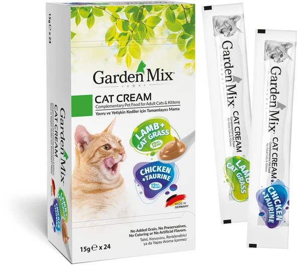 Gardenmix Tavuklu ve Kuzu Etli 24x15 gr Krema Kedi Ödül Maması ürün görseli 1