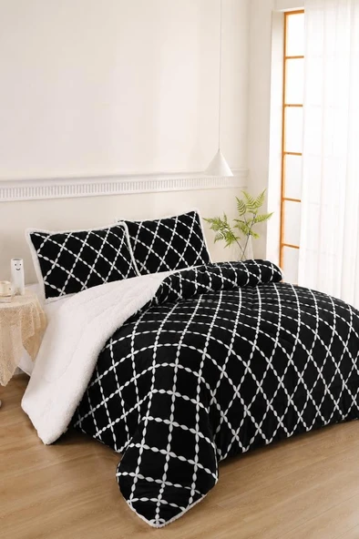 Ay Işığı Desenli Peluş Çift Kişilik Comforter Set ürün görseli 1