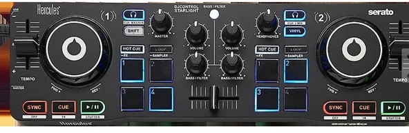 Hercules Starlight Dj Controller-AMBALAJ HASARLI (SIFIR KONDİSYONDA) ürün görseli 1
