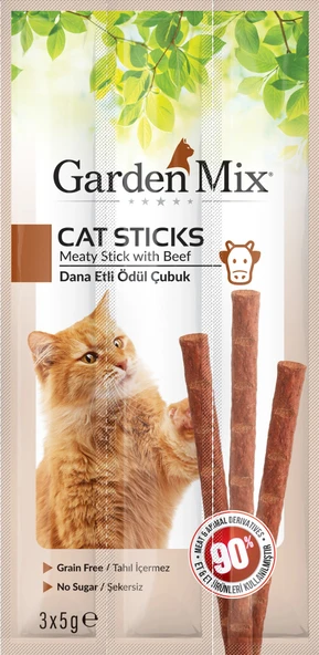 Gardenmix Dana Etli 3x5 gr Kedi Stick Ödül Maması ürün görseli 1