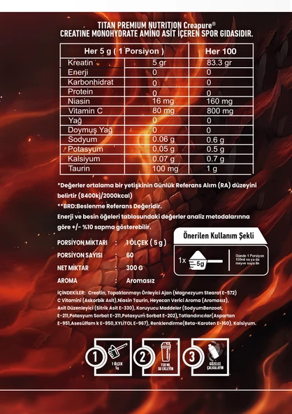 Titan Premium Creatine Aromasız 300 Gr Monohyrate Mikronized - Resim 3