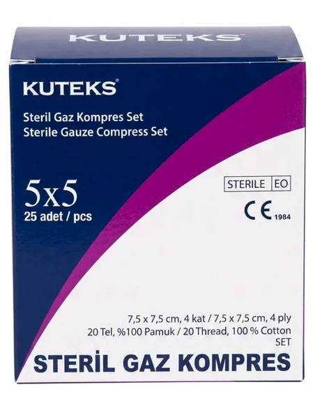 Kuteks Gaz Kompres 7,5 x 7,5 cm 25’li ürün görseli 1