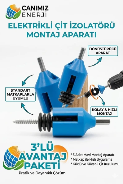 Elektrikli Çit İzolatör Sıkma ve Sökme Aparatı Matkap Uyumlu Uç (3'LÜ) ürün görseli 1