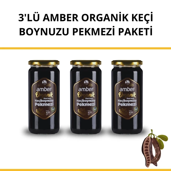 3'lü Amber Organik Keçi Boynuzu Pekmezi Paketi 3x620 gr ürün görseli 1