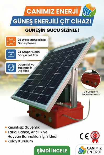 Güneş Enerjili Elektrikli Çit Cihazı - Akülü Solar Domuz ve Ayı Savar Çit Makinesi ürün görseli 1