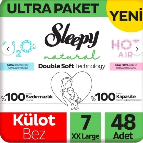 Sleepy Natural Double Soft Külot Bez Ultra Paket 7 Beden 48 Adet ürün görseli 1