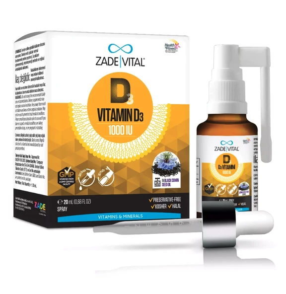 Zade Vital D3 + Çörek Otu Yağı Sprey 20 ml ürün görseli 1