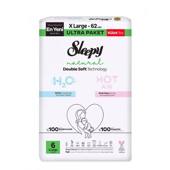 Sleepy Natural Double Soft Külot Bez Ultra Paket 6 Beden 62 Adet - Resim 2
