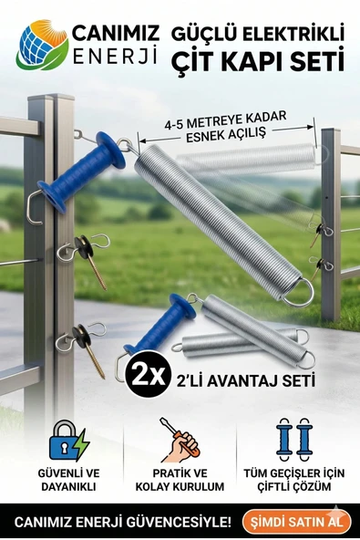 2'li Elektrikli Çit Kapı Seti 5M Çift Sıra Tel Uyumlu İzolasyonlu Yaylı Yerli Üretim ürün görseli 1