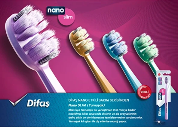 Difaş Nano Slim Yumuşak (Soft) Diş Fırçası Çok Renkli ürün görseli 1
