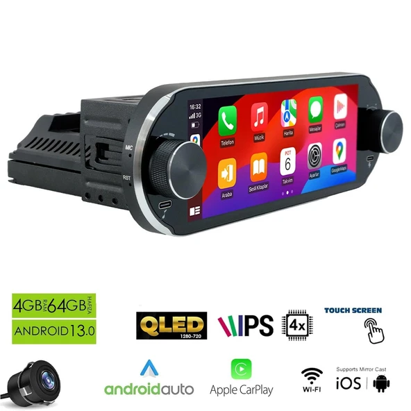 MEGAVOX MGX-6861 Android Double Single Dın 6.86 İnç 4+64GB BT/USB/DSP/FM/GPS/Carplay ürün görseli 1