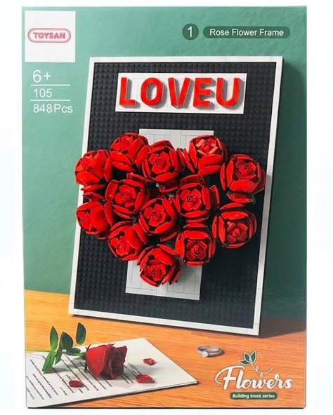 Toysan Flowers Loveu Gül Çiçekli Çerçeve Yapı Blok Seti 848 Parça 1051 ürün görseli 1