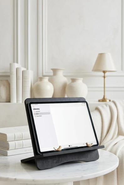 BYC TÜRKİYE Siyah Ahşap Kitap & Tablet Standı - Resim 4