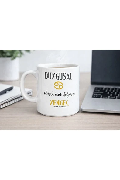 Yengeç Burcu Kupa Bardak - Burç Temalı Seramik Kahve Fincanı - Hediye & Ofis Kupası ürün görseli 1