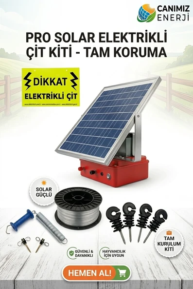 15 Dönüm Güneş Enerjili Elektrikli Çit Dev Paketi - Ayı Domuz Koruma Tam Set (1500m Tel - 24Ah Akü) ürün görseli 1
