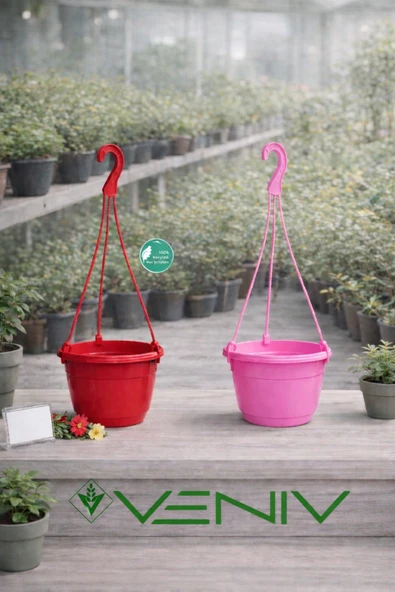 2 Adet Askılı Dekoratif Saksı 18 cm Çap Yükseklik 12 cm ürün görseli 1