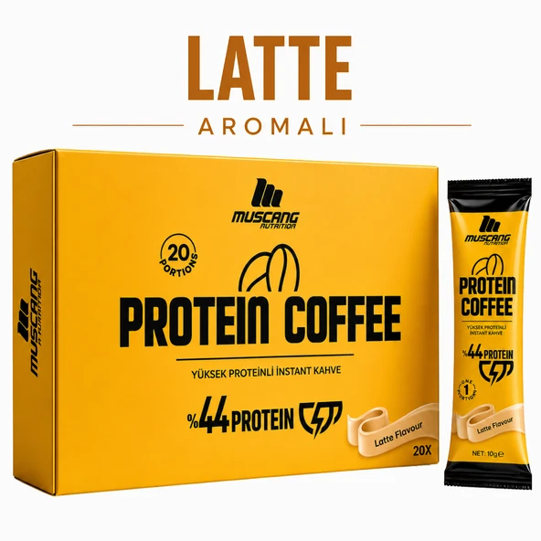 Mustang Nutrition Protein Coffee Latte Aromalı 10 Gr x 20 Servis 200 Gr Yüksek Proteinli Kahve ürün görseli 1