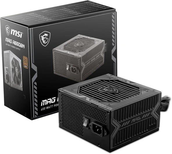 MSI MAG A650BN ATX PC güç kaynağı (650 Watt, modüler değil, 80 Plus Bronz, siyah) Teşhir ürün görseli 1