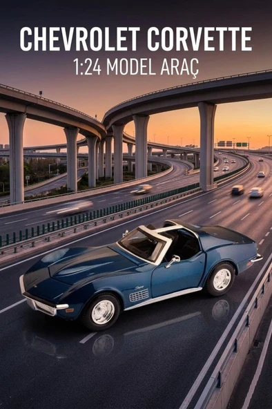 Maisto Lisanslı Metal 1970 Corvette 1:24 Ölçekli Kaputu ve Kapısı Açılabilir Oyuncak Model Araba ürün görseli 1