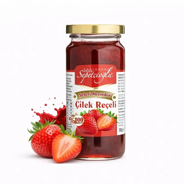 Sepetçioğlu yöresel Sepetçioğlu Kastamonu Çilek Reçeli 300G (Şeker İlavesiz) ürün görseli 1