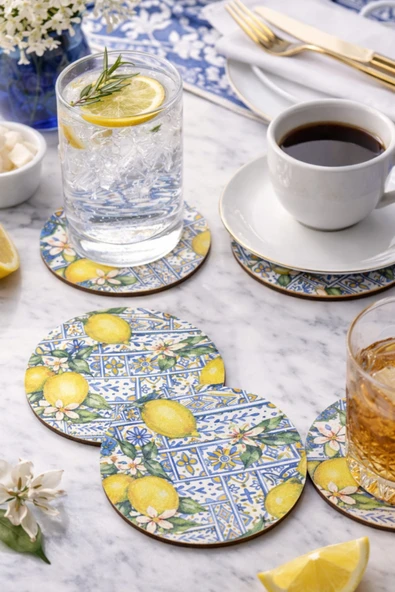 BYC TÜRKİYE Sicilya Limon Desenli Bardak Altlığı 6'lı Set ürün görseli 1