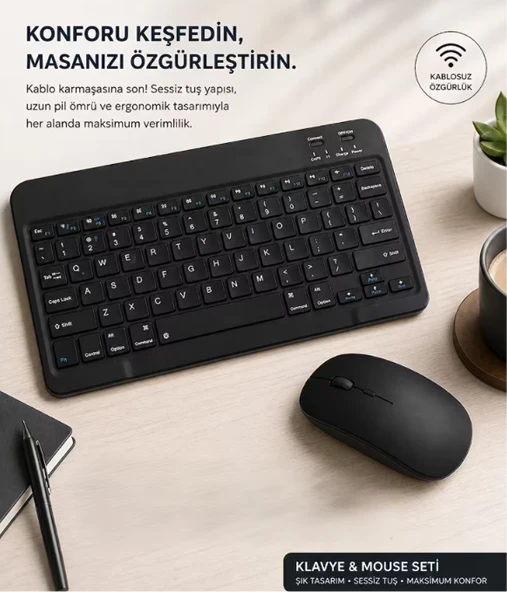 Kablosuz Klavye  Mouse Seti Kablosuz Özgürlüğün Keyfini Çıkarın - Resim 4