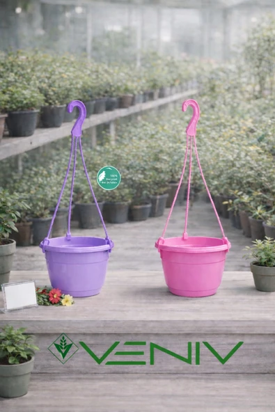 2 Adet Askılı Dekoratif Saksı 18 cm Çap Yükseklik 12 cm ürün görseli 1
