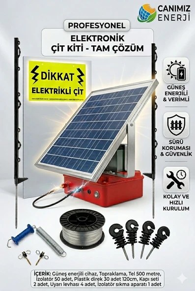 Güneş Panelli Jel Akülü Elektrikli Çit Seti- Ayı Savar Hazır Arıcı Çit Takımı Plastik Direkli ürün görseli 1