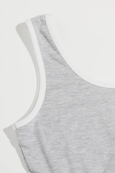 Kadın Gri Askılı Crop Top ve Şortlu Gecelik Takım ürün görseli 1