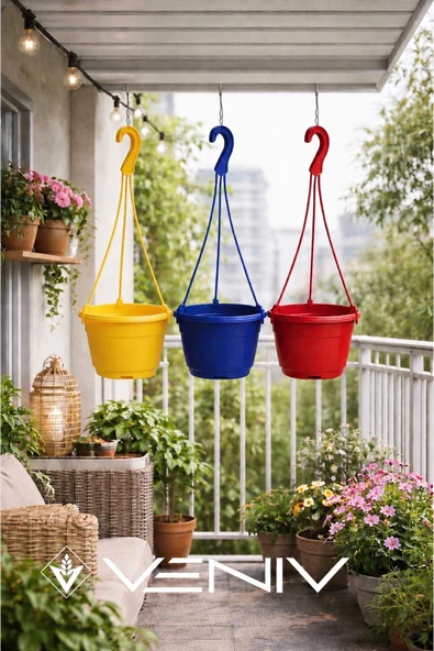 3 Adet Askılı Dekoratif Saksı - Askılar Dahil- 18 cm x 12 cm ürün görseli 1