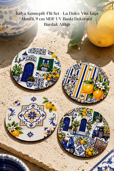 BYC TÜRKİYE La Dolce Vita Bardak Altlığı 4'lü Set ürün görseli 1