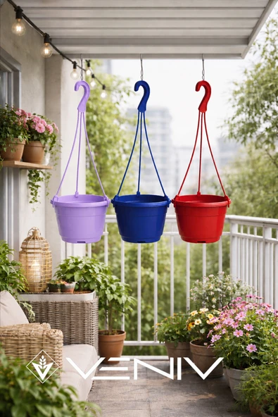 3 Adet Askılı Dekoratif Saksı - Askılar Dahil- 18 cm x 12 cm ürün görseli 1